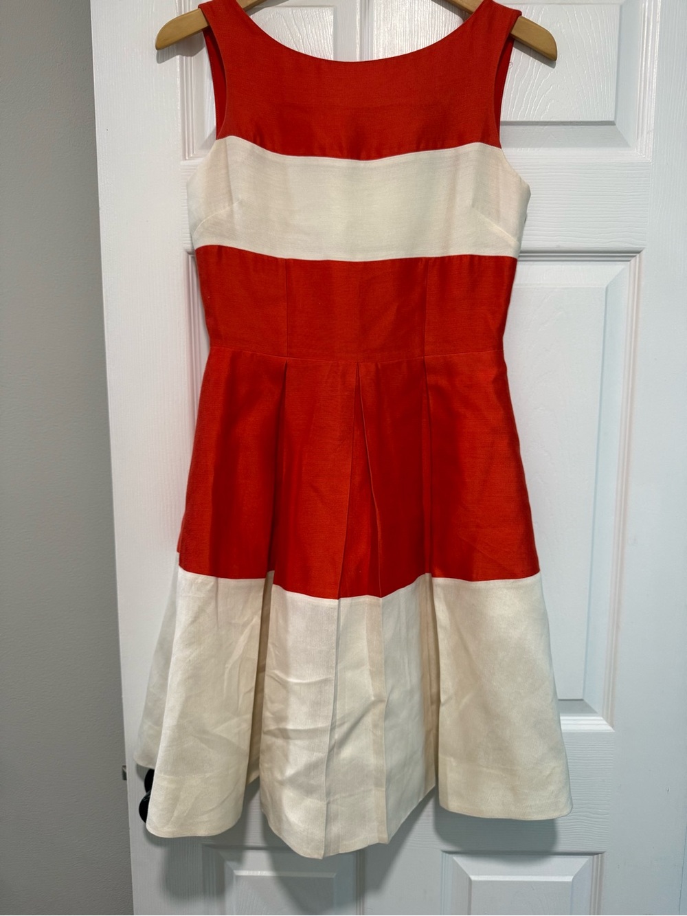 Kate Spade New York Orange and Cream Fit-and-Flare Dress 4